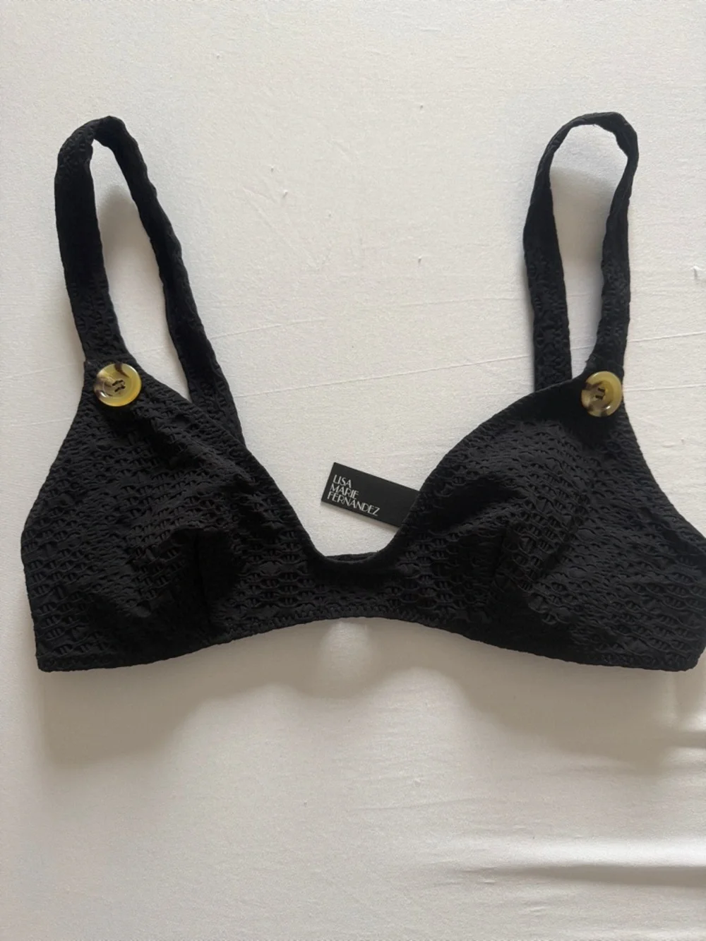 Lisa Marie Fernandez Magdalena Bikini Top NWT Size 4 Black